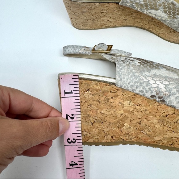 JIMMY CHOO Wedge Platform Sandals Suede Animal Print Slingback - Picture 10 of 15